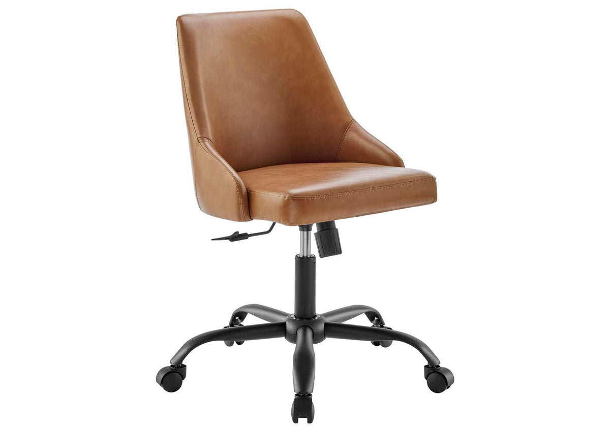 EEI-4372-BLK-TAN Designate Swivel Vegan Leather Office Chair By Modway