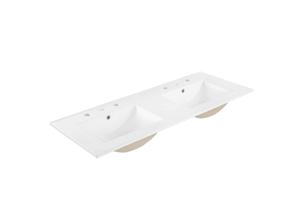EEI-4376-WHI Cayman 48" Double Basin Bathroom Sink By Modway