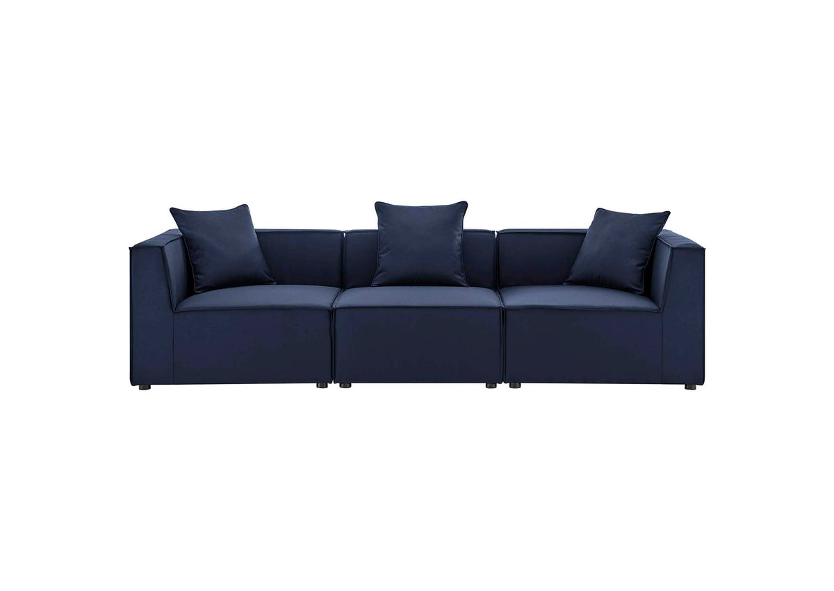 EEI-4379-NAV Saybrook 3-Piece Outdoor Patio Upholstered Sectional Sofa By Modway