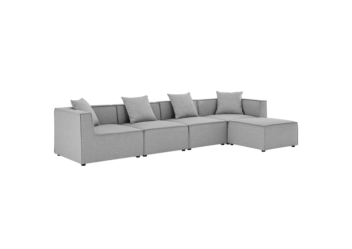 EEI-4382-GRY Saybrook 5 Piece Outdoor Patio Upholstered Sectional Sofa By Modway