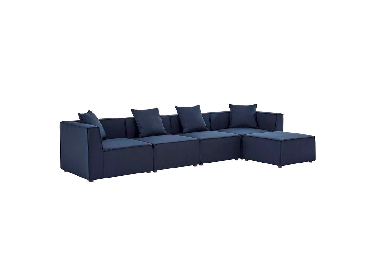 EEI-4382-NAV Saybrook 5 Piece Outdoor Patio Upholstered Sectional Sofa By Modway
