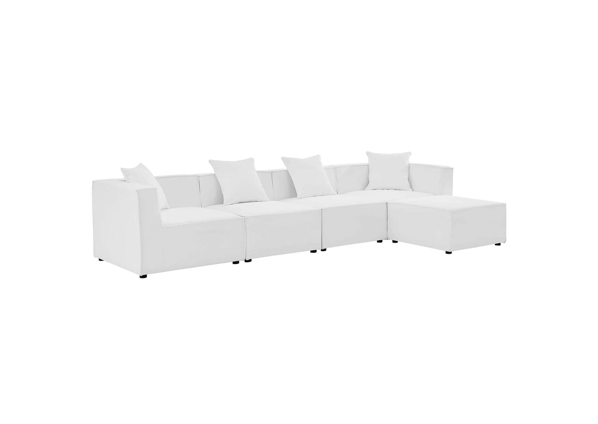 EEI-4382-WHI Saybrook 5 Piece Outdoor Patio Upholstered Sectional Sofa By Modway