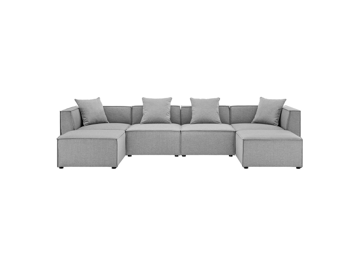 EEI-4383-GRY Saybrook 6-Piece Outdoor Patio Upholstered Sectional Sofa By Modway
