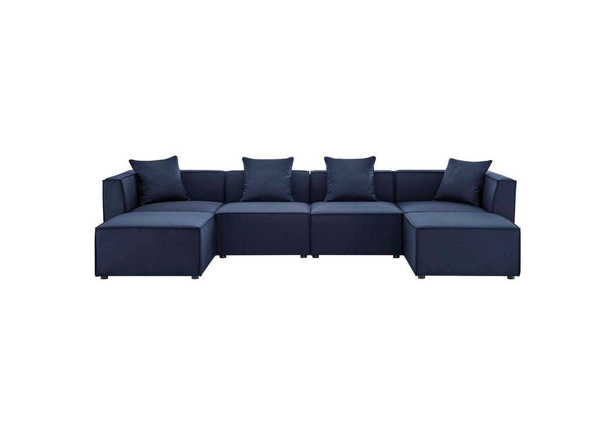 EEI-4383-NAV Saybrook 6-Piece Outdoor Patio Upholstered Sectional Sofa By Modway