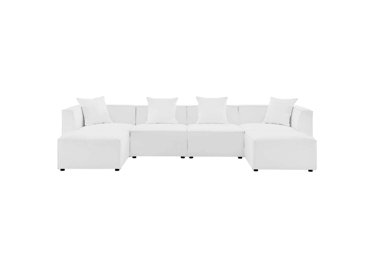 EEI-4383-WHI Saybrook 6-Piece Outdoor Patio Upholstered Sectional Sofa By Modway