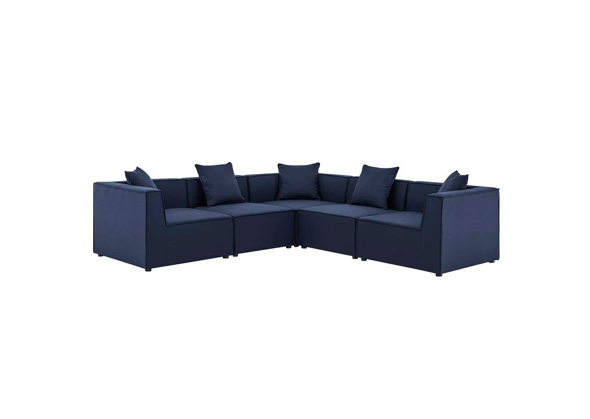 EEI-4384-NAV Saybrook 5 Piece Outdoor Patio Upholstered Sectional Sofa By Modway