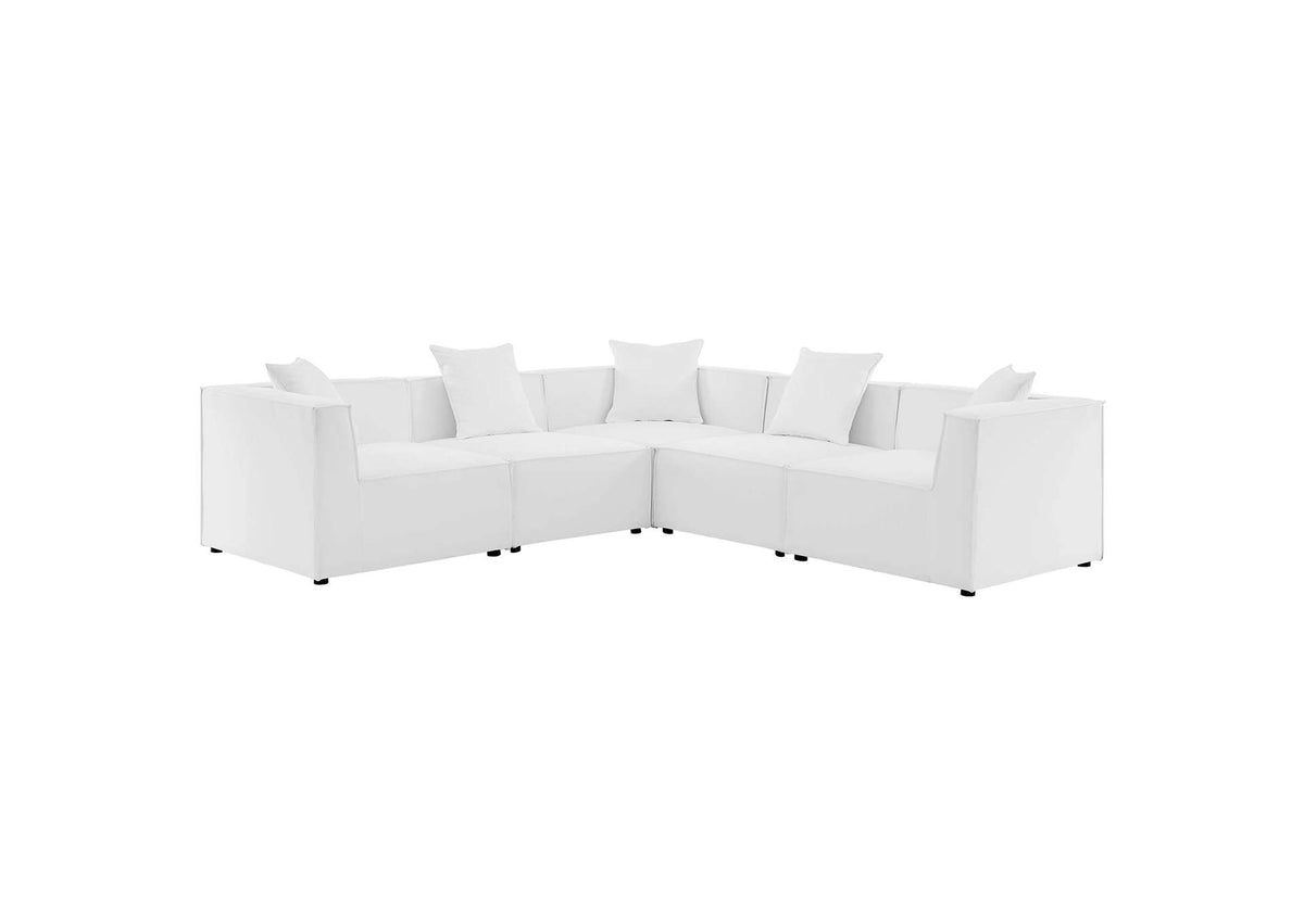 EEI-4384-WHI Saybrook 5 Piece Outdoor Patio Upholstered Sectional Sofa By Modway