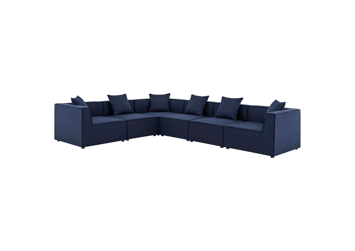 EEI-4385-NAV Saybrook 6-Piece Outdoor Patio Upholstered Sectional Sofa By Modway