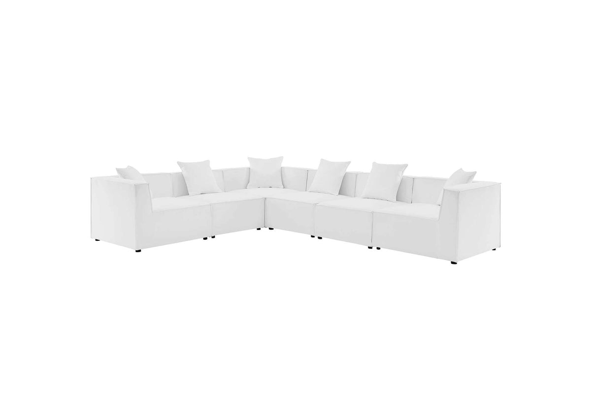 EEI-4385-WHI Saybrook 6-Piece Outdoor Patio Upholstered Sectional Sofa By Modway