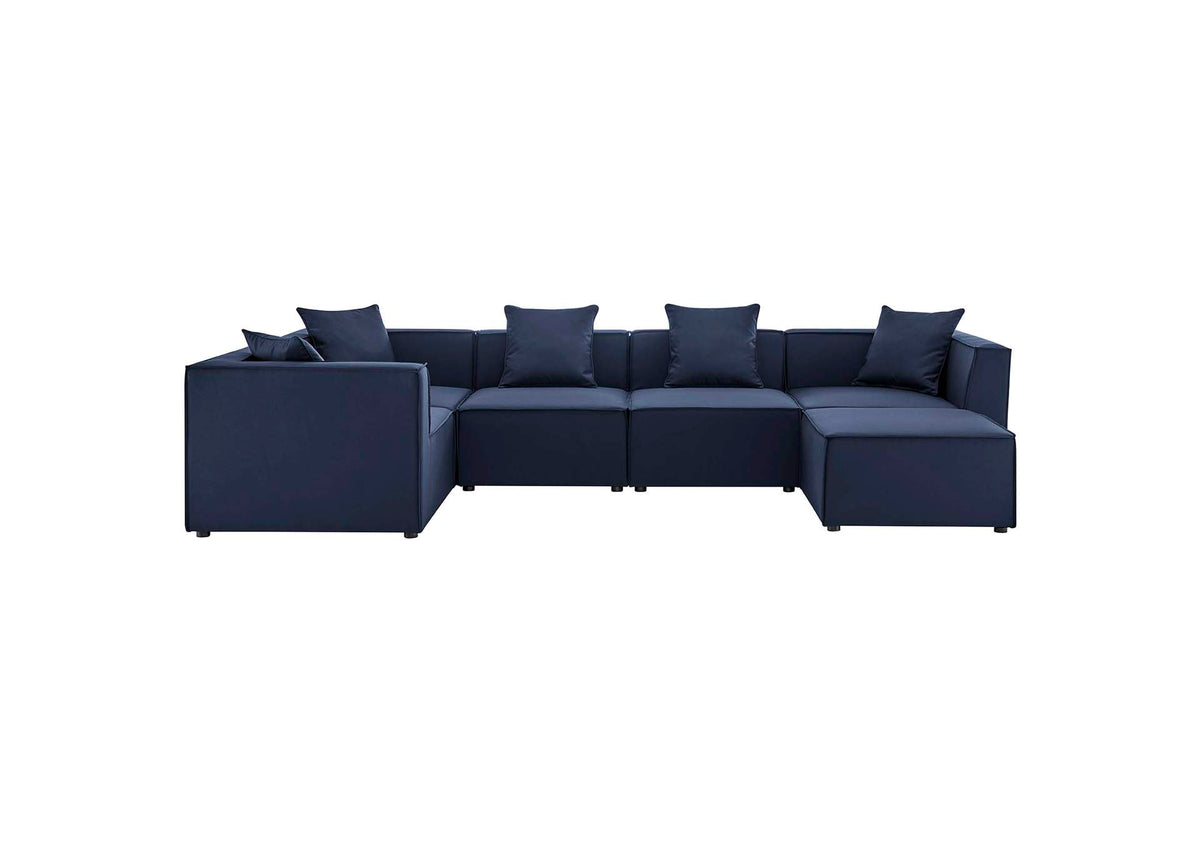 EEI-4386-NAV Saybrook 6-Piece Outdoor Patio Upholstered Sectional Sofa By Modway