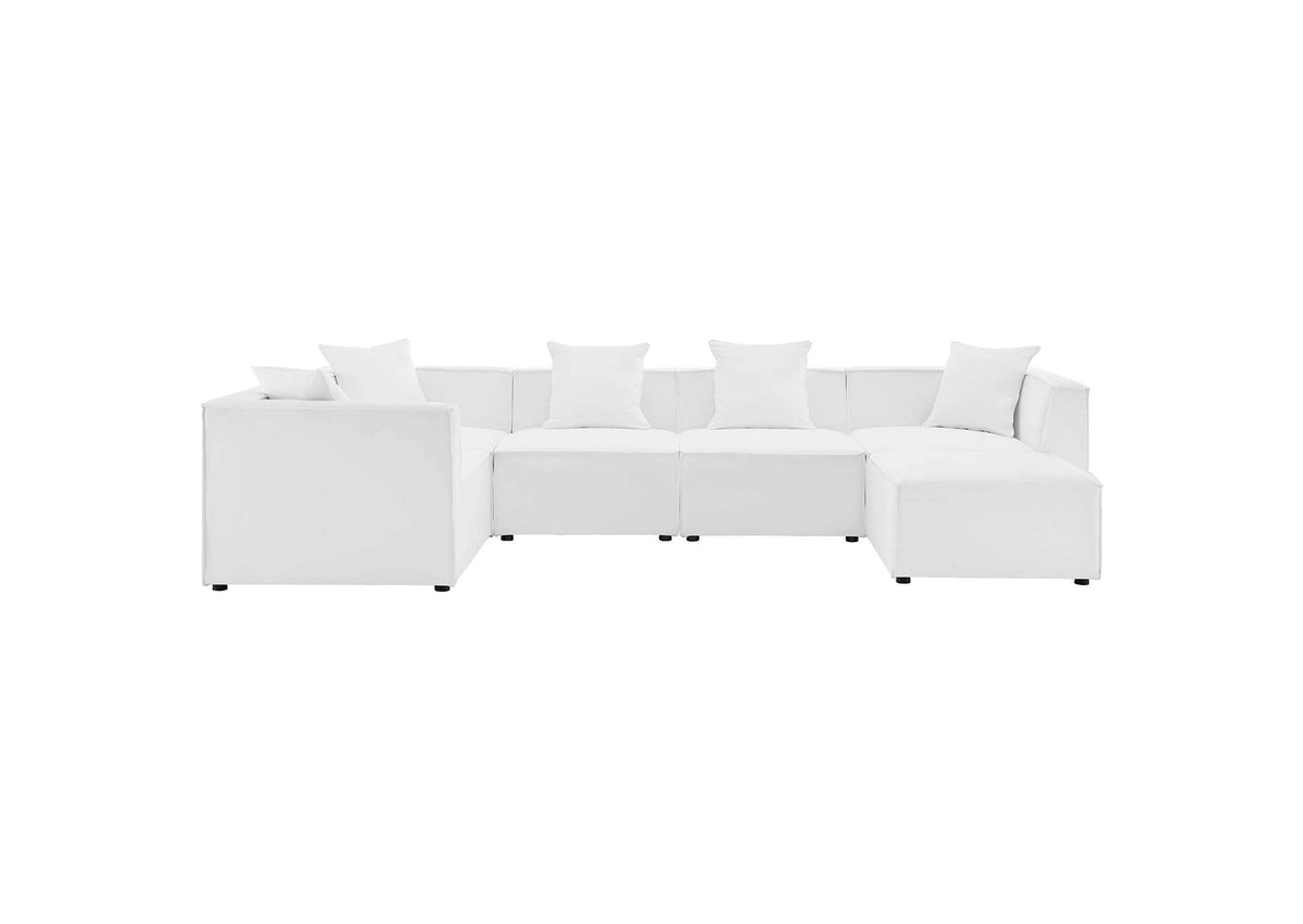 EEI-4386-WHI Saybrook 6-Piece Outdoor Patio Upholstered Sectional Sofa By Modway
