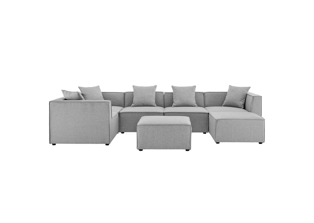 EEI-4387-GRY Saybrook 7-Piece Outdoor Patio Upholstered Sectional Sofa By Modway
