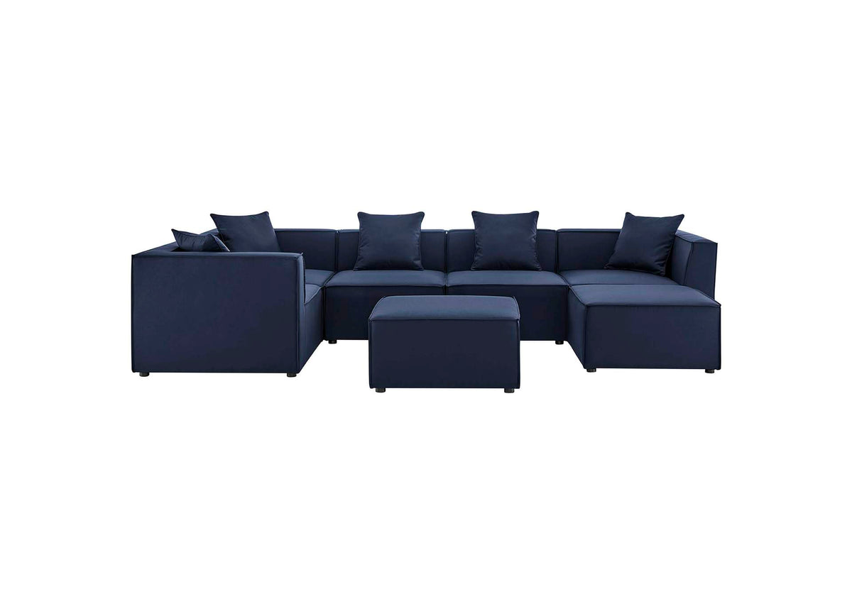 EEI-4387-NAV Saybrook 7-Piece Outdoor Patio Upholstered Sectional Sofa By Modway