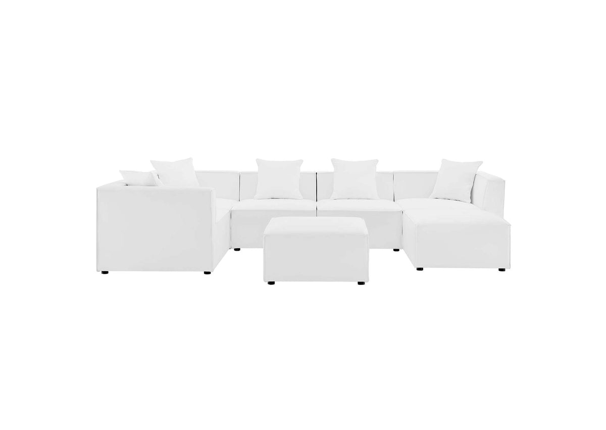 EEI-4387-WHI Saybrook 7-Piece Outdoor Patio Upholstered Sectional Sofa By Modway