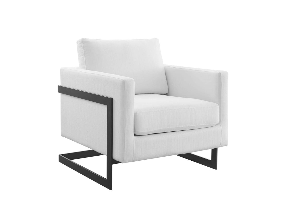 EEI-4391-BLK-WHI Posse Upholstered Fabric Accent Chair By Modway
