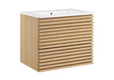 EEI-4433-OAK-WHI Render 24" Wall-Mount Bathroom Vanity By Modway