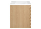 EEI-4433-OAK-WHI Render 24" Wall-Mount Bathroom Vanity By Modway