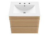 EEI-4433-OAK-WHI Render 24" Wall-Mount Bathroom Vanity By Modway