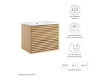 EEI-4433-OAK-WHI Render 24" Wall-Mount Bathroom Vanity By Modway