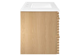 EEI-4436-OAK-WHI Render 36" Wall-Mount Bathroom Vanity By Modway