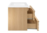 EEI-4436-OAK-WHI Render 36" Wall-Mount Bathroom Vanity By Modway