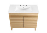 EEI-4437-OAK-WHI Render 36" Bathroom Vanity By Modway