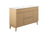 EEI-4439-OAK-WHI Render 48" Single Sink Bathroom Vanity By Modway