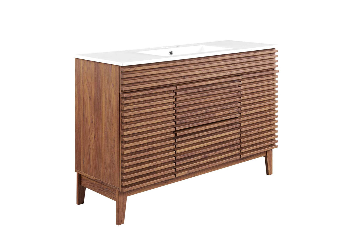 EEI-4439-WAL-WHI Render 48" Single Sink Bathroom Vanity By Modway