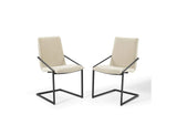 EEI-4489-BLK-BEI Pitch Upholstered Fabric Dining Armchair Set Of 2 By Modway