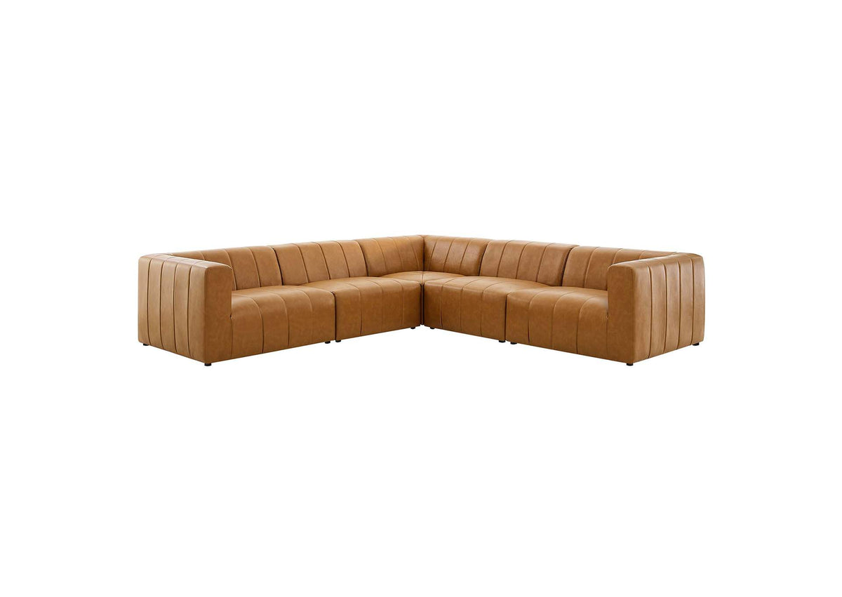 EEI-4532-TAN Bartlett 5 Piece Vegan Leather Sectional Sofa By Modway