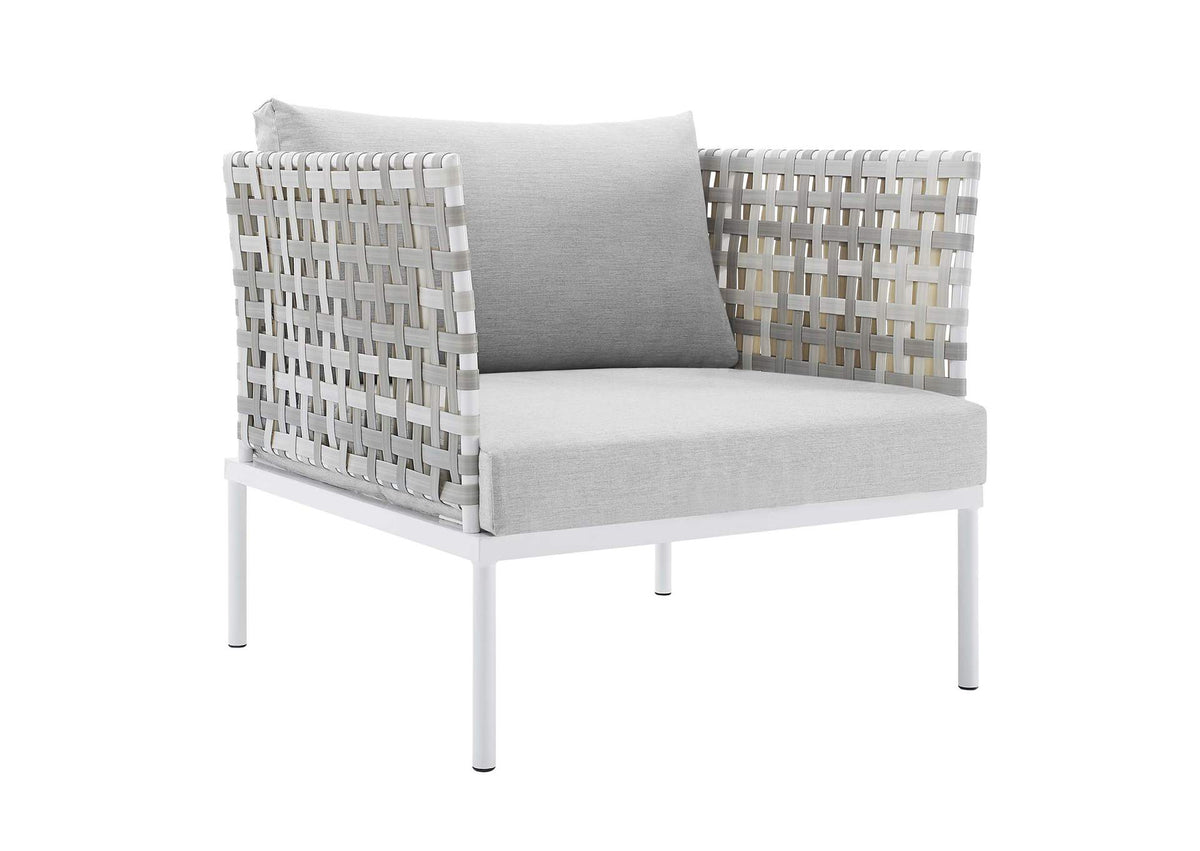 EEI-4541-TAU-GRY Harmony Sunbrella® Basket Weave Outdoor Patio Aluminum Armchair By Modway