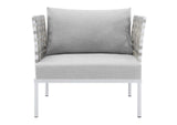 EEI-4541-TAU-GRY Harmony Sunbrella® Basket Weave Outdoor Patio Aluminum Armchair By Modway
