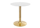 EEI-4548-GLD-WHI Verne 28" Artificial Marble Dining Table By Modway