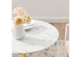 EEI-4548-GLD-WHI Verne 28" Artificial Marble Dining Table By Modway