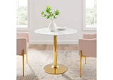 EEI-4549-GLD-WHI Verne 35" Artificial Marble Dining Table By Modway