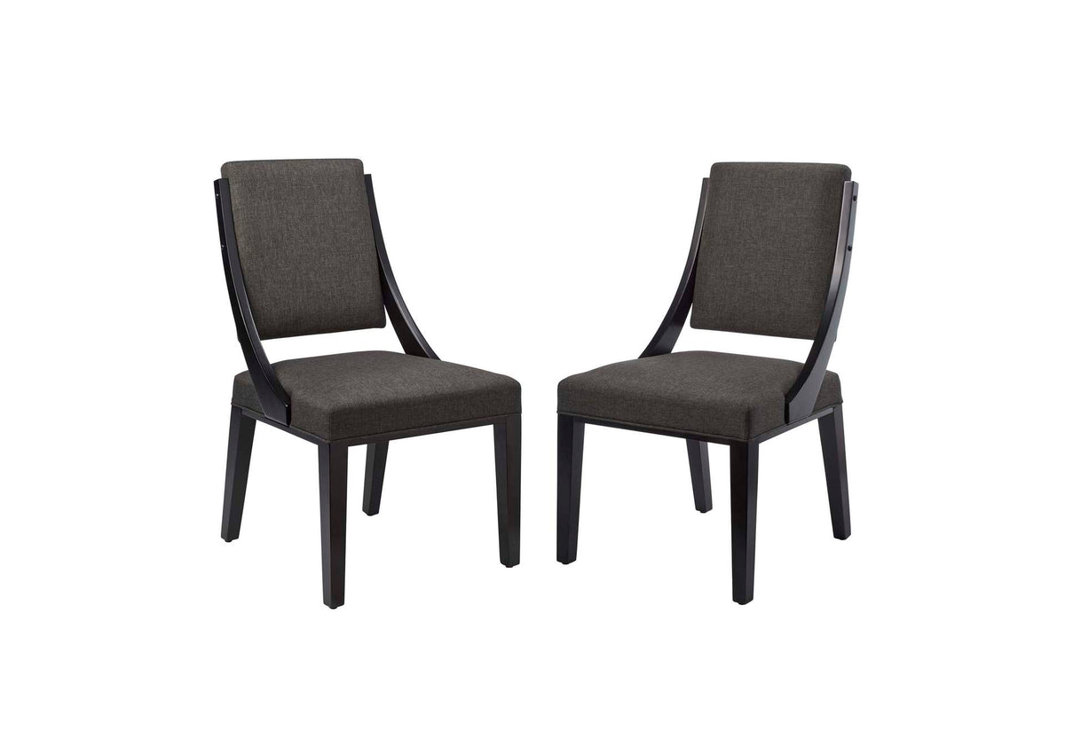EEI-4553-GRY Cambridge Upholstered Fabric Dining Chairs Set Of 2 By Modway