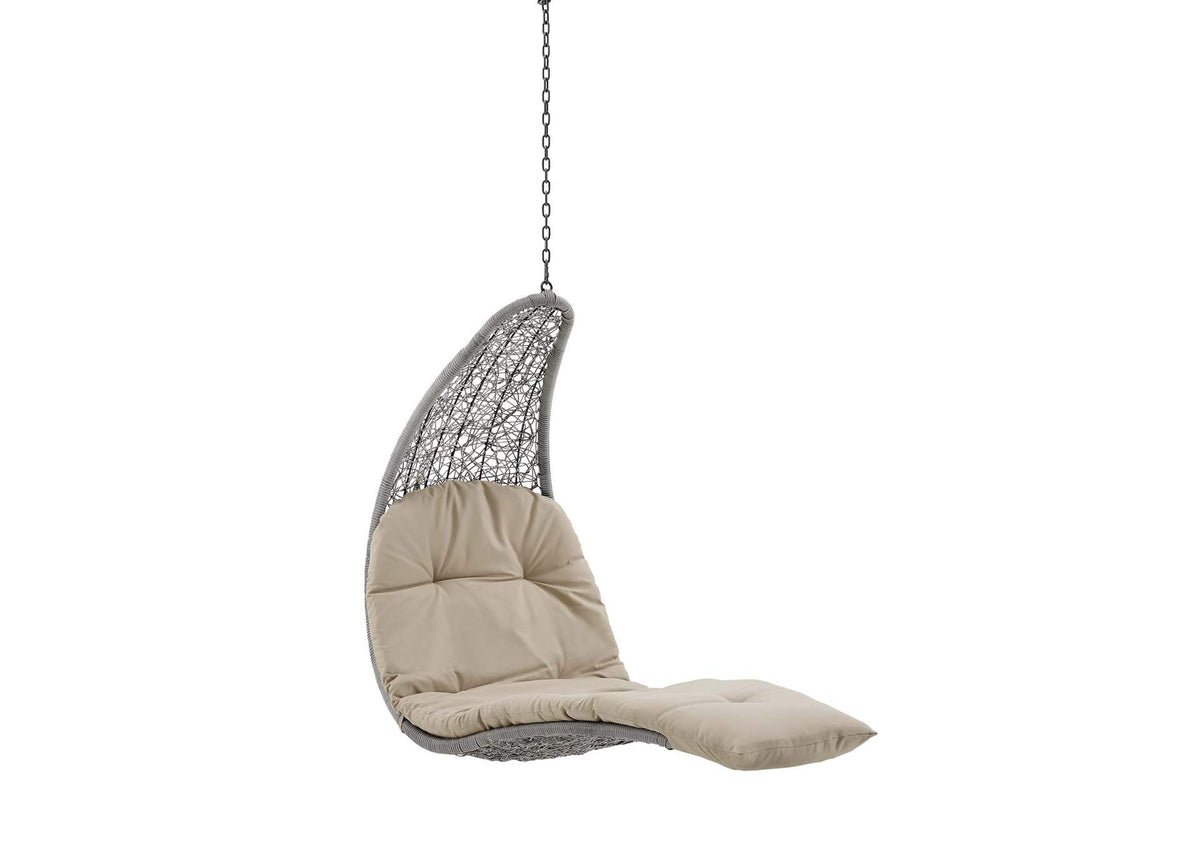 EEI-4589-LGR-BEI Landscape Hanging Chaise Lounge Outdoor Patio Swing Chair By Modway