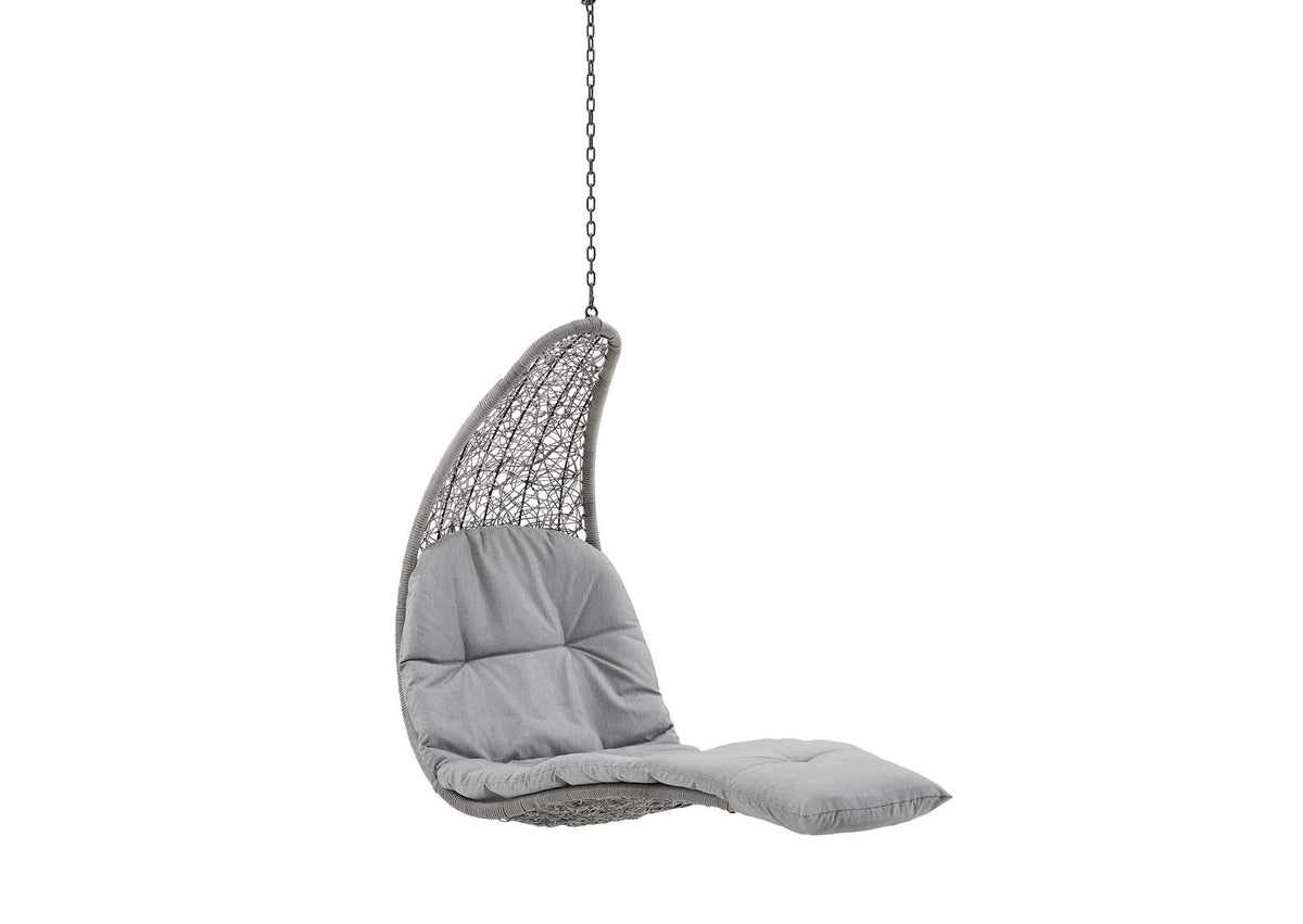 EEI-4589-LGR-GRY Landscape Hanging Chaise Lounge Outdoor Patio Swing Chair By Modway