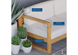 EEI-4619-NAT-WHI-SET Upland 5 Piece Outdoor Patio Teak Wood Sectional Sofa Set By Modway