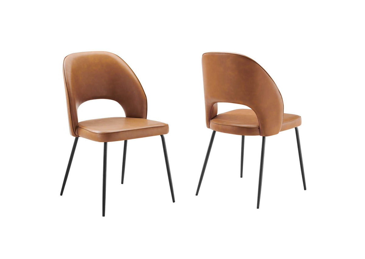 EEI-4674-BLK-TAN Nico Vegan Leather Dining Chair Set Of 2 By Modway