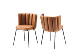 EEI-4676-BLK-TAN Virtue Vegan Leather Dining Chair Set Of 2 By Modway