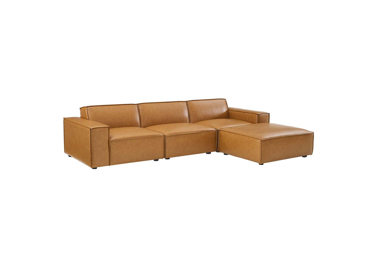 EEI-4709-TAN Restore 4-Piece Vegan Leather Sectional Sofa By Modway