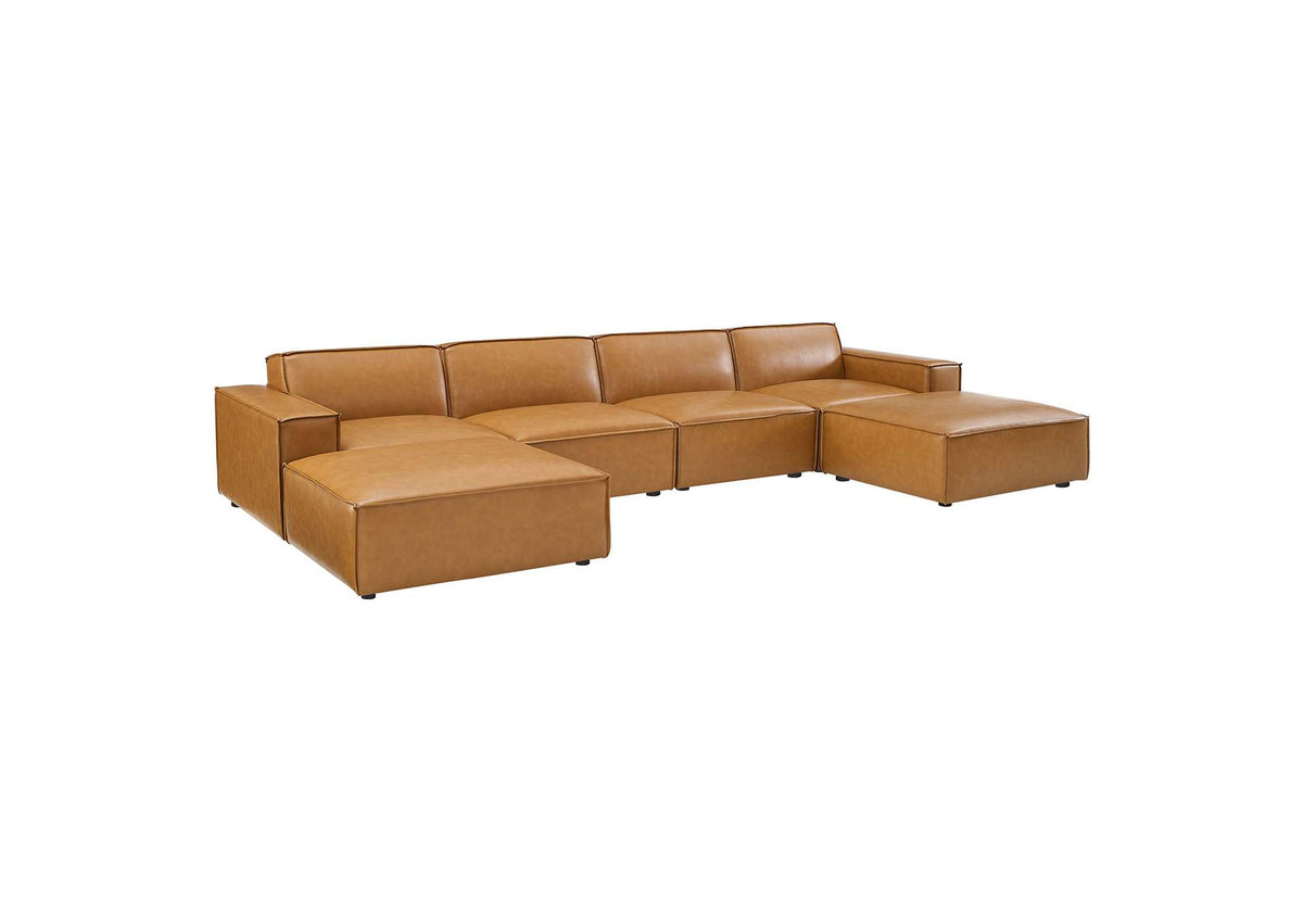 EEI-4713-TAN Restore 6-Piece Vegan Leather Sectional Sofa By Modway