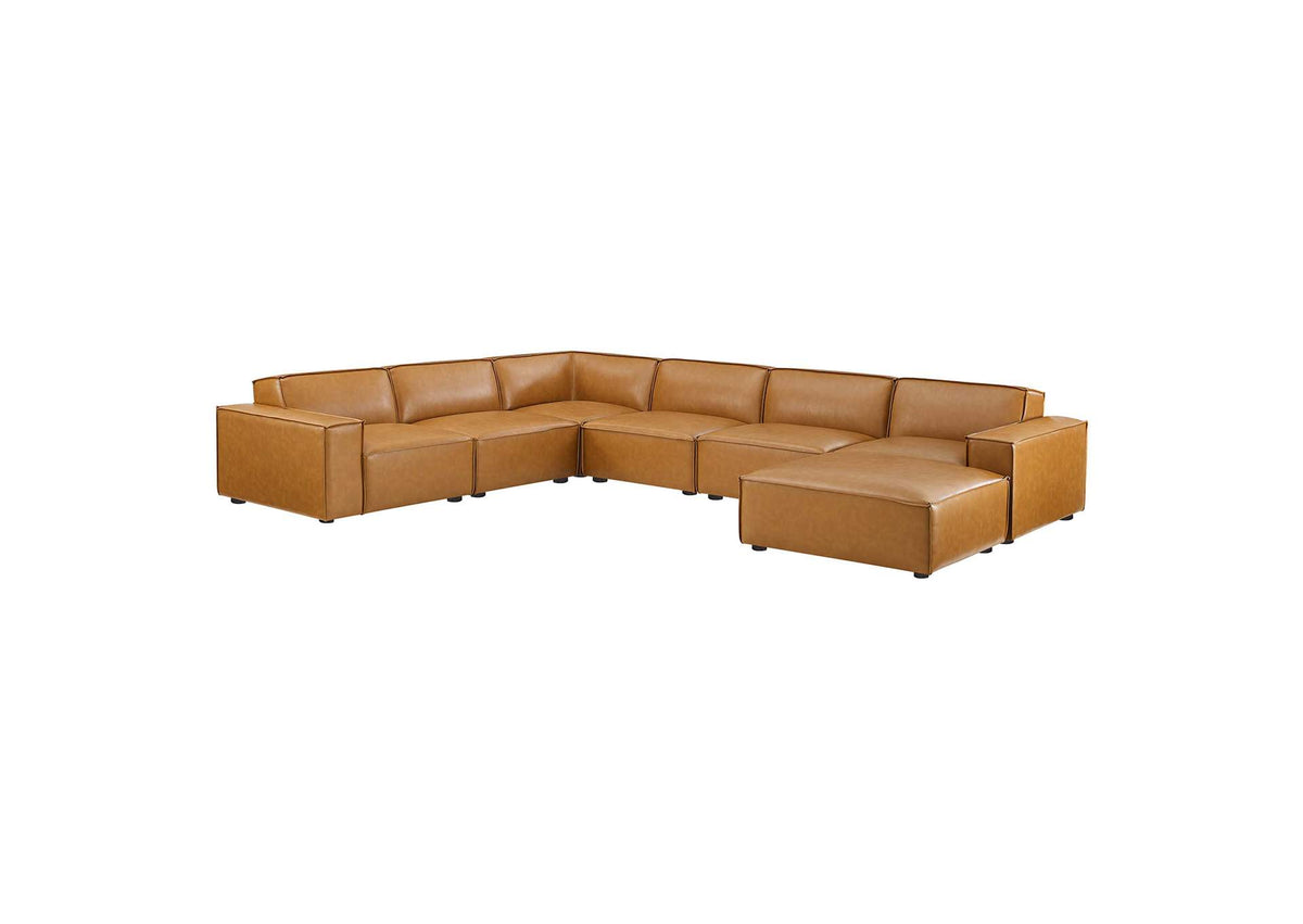 EEI-4716-TAN Restore 7-Piece Vegan Leather Sectional Sofa By Modway