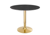 EEI-4747-GLD-BLK Verne 35" Artificial Marble Dining Table By Modway