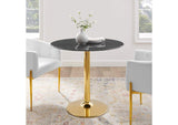 EEI-4747-GLD-BLK Verne 35" Artificial Marble Dining Table By Modway