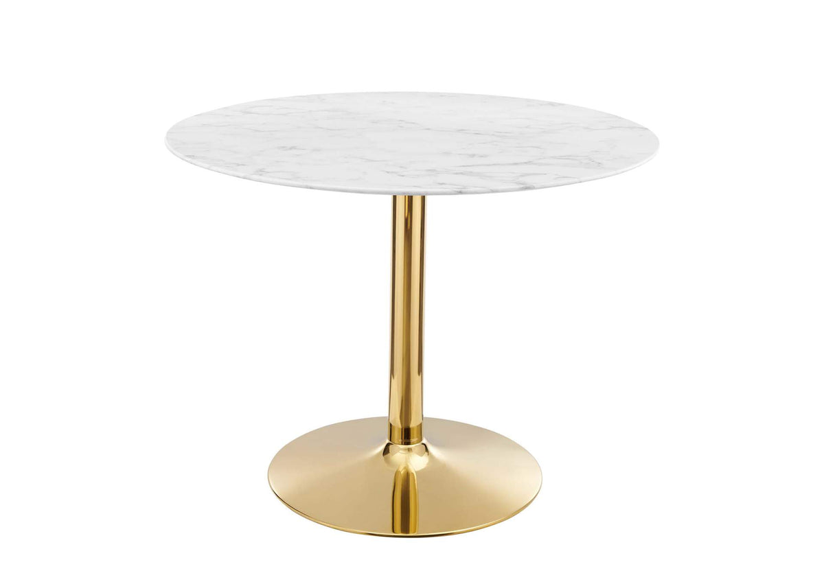 EEI-4749-GLD-WHI Verne 40" Artificial Marble Dining Table By Modway