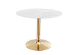 EEI-4749-GLD-WHI Verne 40" Artificial Marble Dining Table By Modway