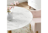 EEI-4749-GLD-WHI Verne 40" Artificial Marble Dining Table By Modway