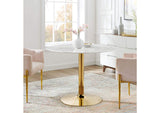 EEI-4749-GLD-WHI Verne 40" Artificial Marble Dining Table By Modway